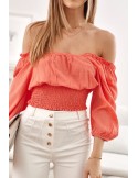 Coral short blouse with ruffles at the bottom MP29390 - Online store - Boutique